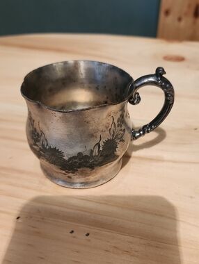 Antique Silver-plated Cup W/ Scalloped Edge
